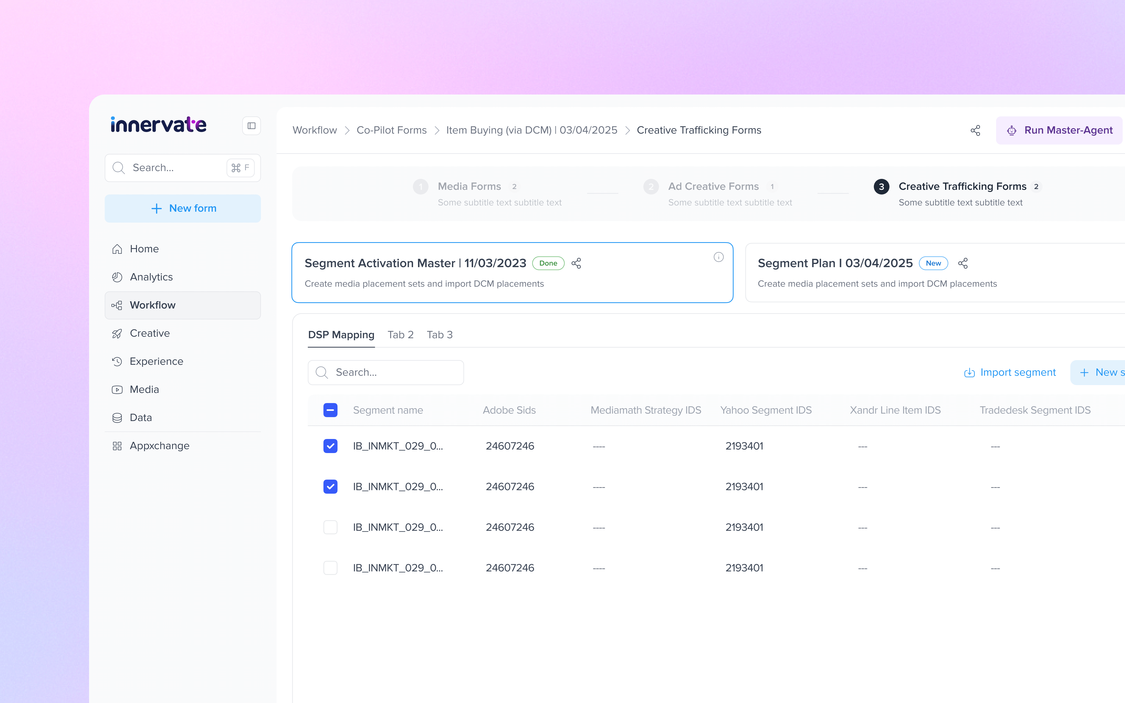 Copilot Wizard Interface ad creative forms business process execution copilot agent copilot wizard creative generation creative tracking forms data entry digital tools form completion form management innervate interface design item buying media forms process automation process optimization productivity enhancement team collaboration user interface workflow efficiency