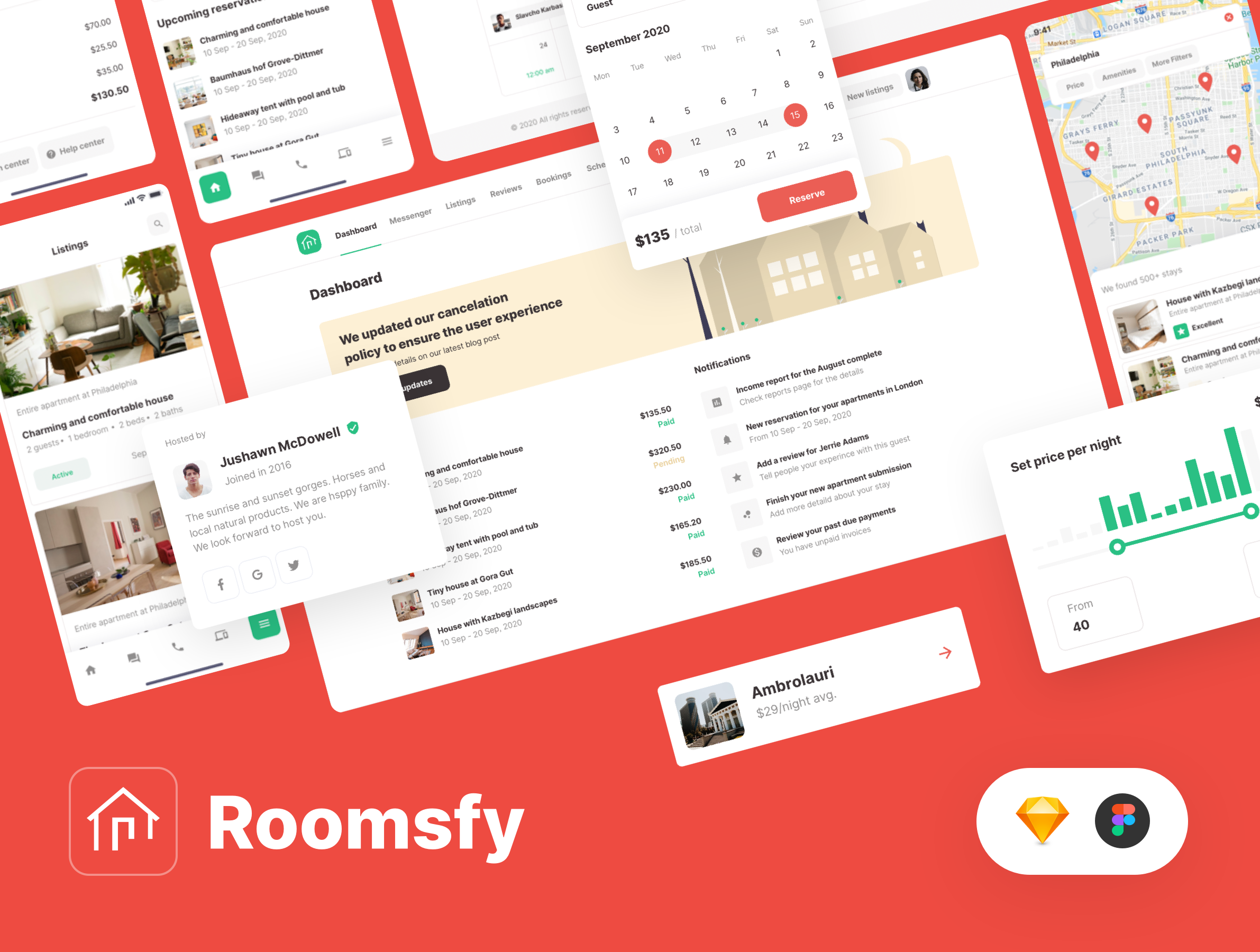 Roomsfy - UI design kit for Real Estate booking SaaS apps airbnb apartment rent apartment search app booking commercial property dashboard design system home rent hotel booking product design property management real estate saas tenant ui ui design ui kit ux