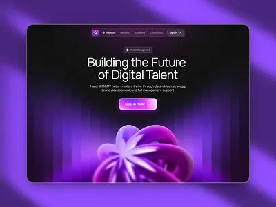 Agency - Future Talent Hero Concept branding concept dark mode hero model model agency ui ux web design