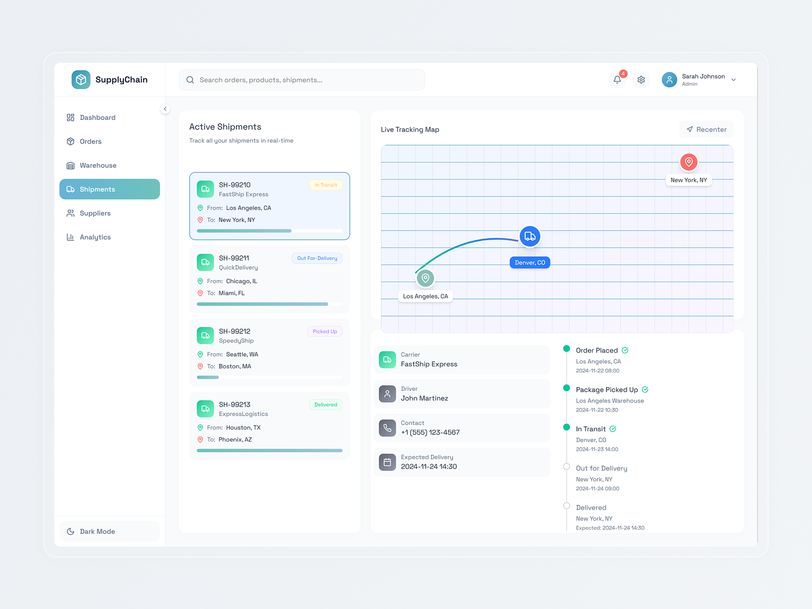 Logistics : SupplyChain Shipments Tracking Map CRM UI/UX admin panel delivery tracking driver geo idealrahi lostics map ui mapbox monitoring product design realtime responsive saas design shipments supply chain tracking transportation ui design ux design webapp design