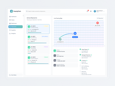 Logistics : SupplyChain Shipments Tracking Map CRM UI/UX admin panel delivery tracking driver geo idealrahi lostics map ui mapbox monitoring product design realtime responsive saas design shipments supply chain tracking transportation ui design ux design webapp design