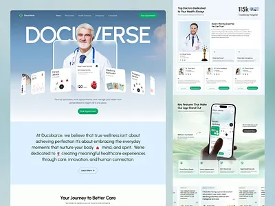 DocuVerse | Modern AI Healthcare Website UI ai health app care platform clean ui doctor booking ui framer health app ui health dashboard healthcare website ui hospital ui juice lab medical platform minimal ui modern web design patient portal ui product design telemedicine ui ui design ui ux webflow wellness website