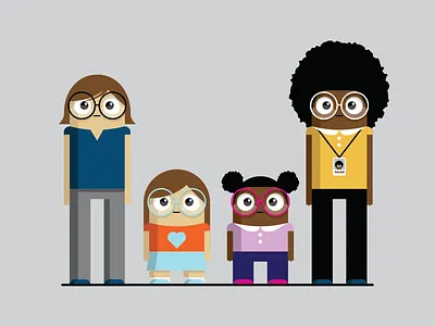 Moms and Daughters big eyes characters cute daughters elementary school family friends funny girls glasses moms mother prek prekindergarten preschool quirky