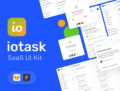 IOTask UI kit design for Project Management & Productivity apps admin agile app asana collaboration dashboard jira product design productivity project management saas task team management todo trello ui ui kit ux