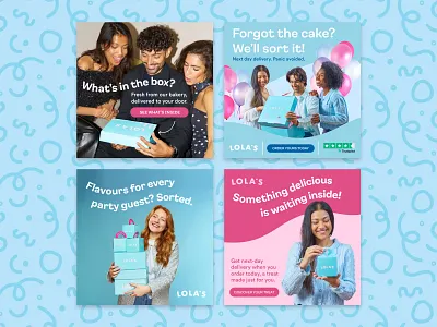 Lola's | Ad Design ad design cakes creative strategy cupcakes graphic design hfss compliant instagram meta performance creative typography uk
