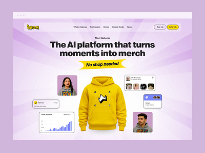 Gabooja. Landing Page Design ai branding colours design e commerce illustration landing page logo logo animation mobile design pink purple theroom typography ui ux web animation web design yellow