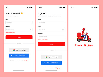 Login/Sign Up - Food App graphic design ui
