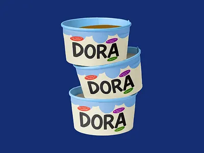 DORA Ice Cream Cup Logo And Packaging Design branding cup design graphic design ice cream illustration label design logo packaging design