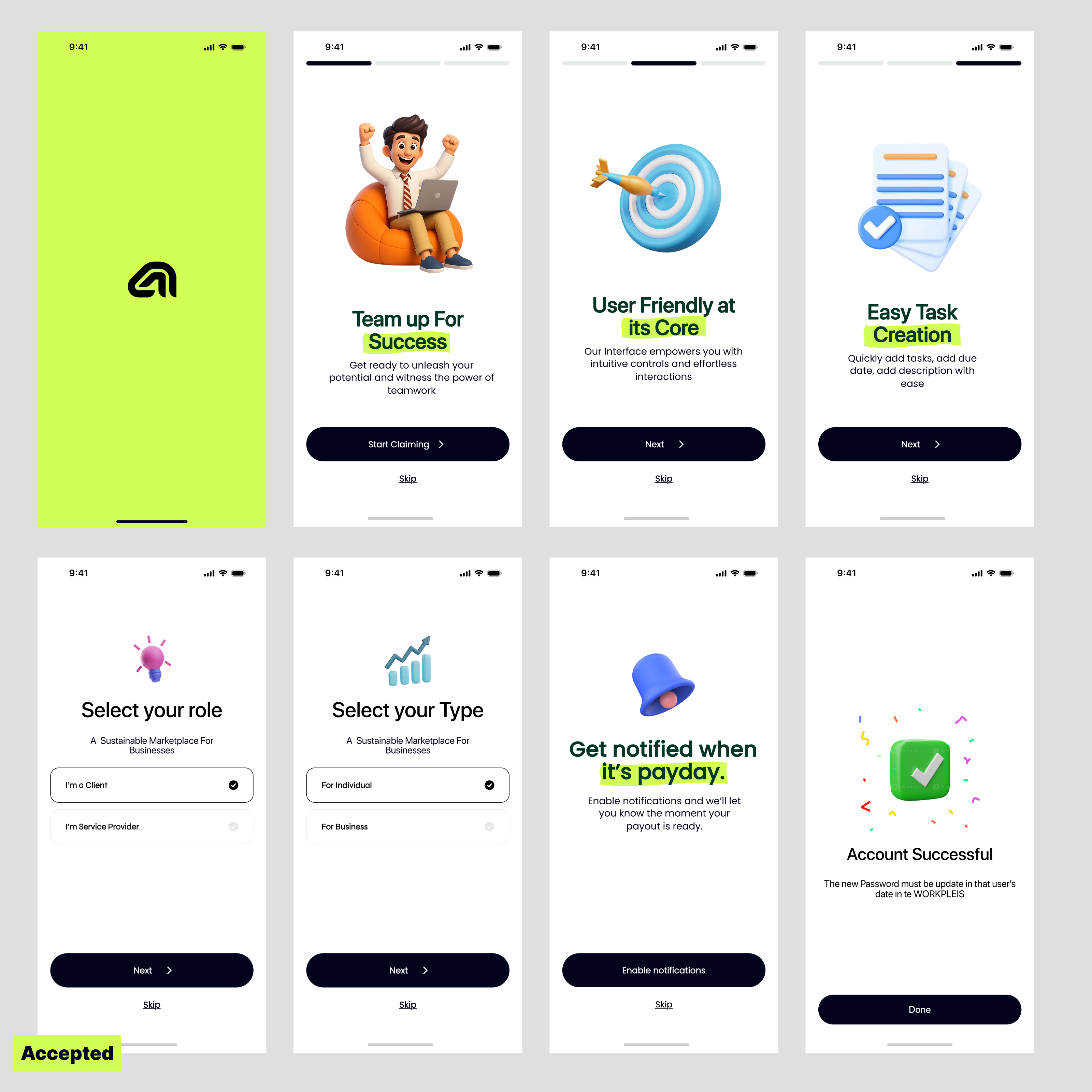 Job Finder Mobile app 3d ai ai job find job job finder job serch log in flow onboarding splash screen ui ux