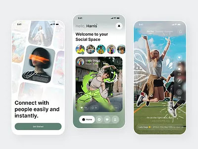 Social Media App Design app design app developer communication ios app designer messaging mobile mobile app networking online platform prototype social media social network ui ux designer uiux design wireframe