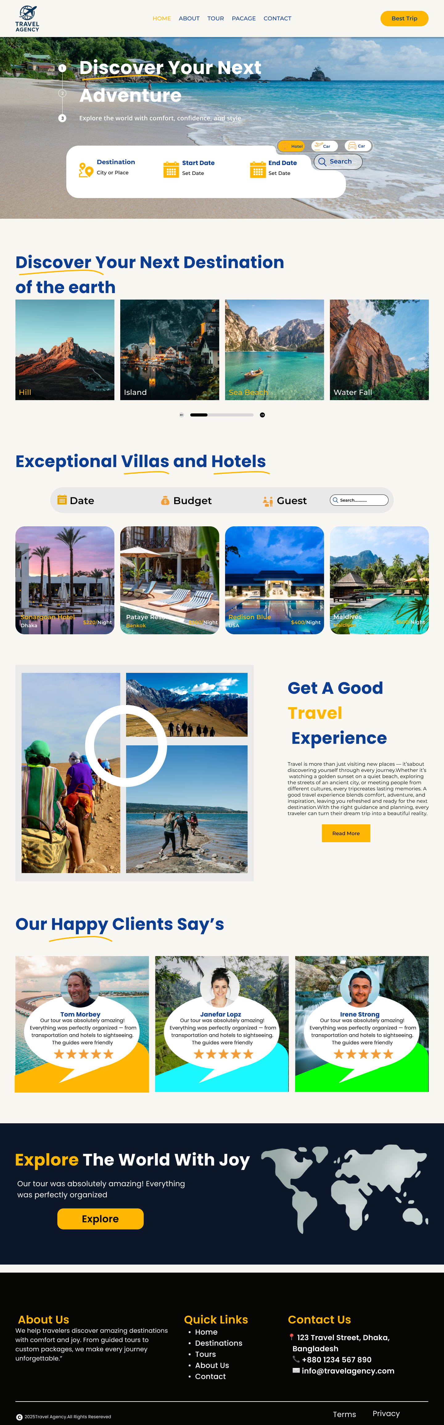 Travel Agency Landing Page design graphic design landing page modern website sass ui ux we web design website