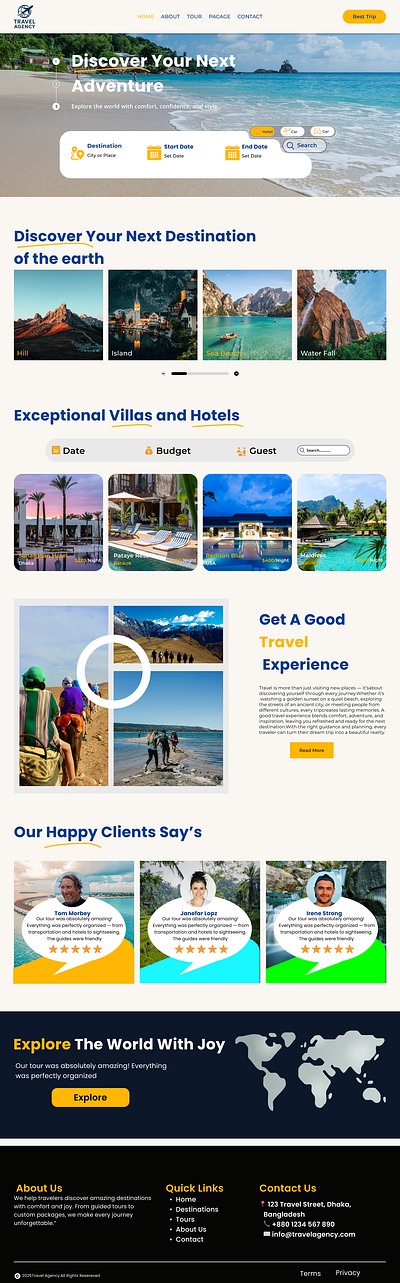 Travel Agency Landing Page design graphic design landing page modern website sass ui ux we web design website