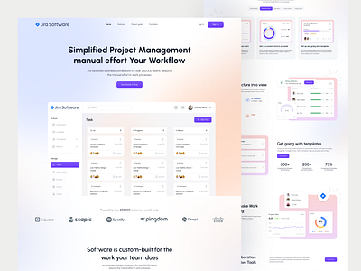 Jira Software - Task Management Landing Page activity calendar clean daily data design landing page management planner product saas saas landing page table task task management ui design web design website work workflow