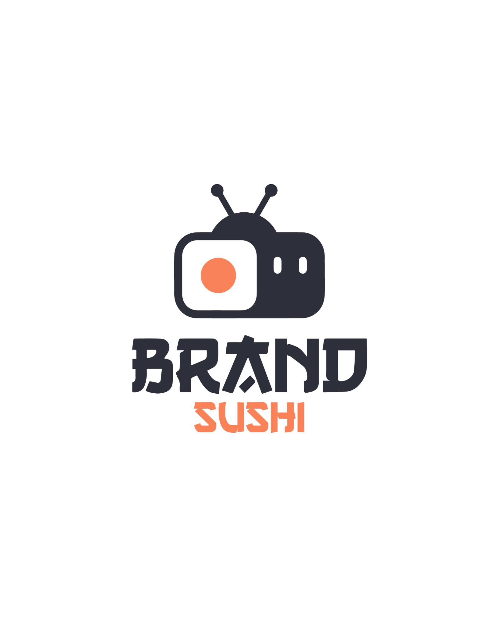 Sushi TV Robot Exclusive Logo Design for Sale by Anhdodes ai anhdodes branding channel cuisine cute design food logo logo design logodesign logomark restaurant robot screen sushi symbol tv