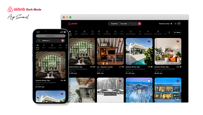 Airbnb Dark mode Design design ui