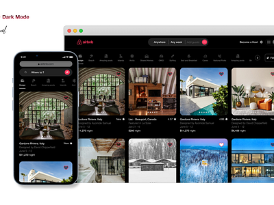 Airbnb Dark mode Design design ui