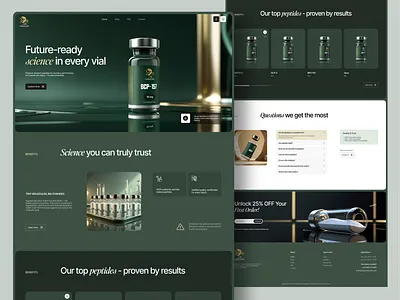 Clean & Modern Peptide Store UI Design – Full Web Experience cleandesign dribbbleshowcase ecommercedesign ecommerceui healthtechdesign modernui peptidestore productdesign responsivedesign uidesign uiux uxdesign webdesign webinspiration wellnesswebsite