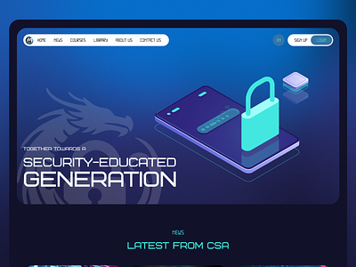 PPUCSA - Landing Page For Cyber Security Academy cyan cyber cybersecurity dragon landing page security ui web web design website