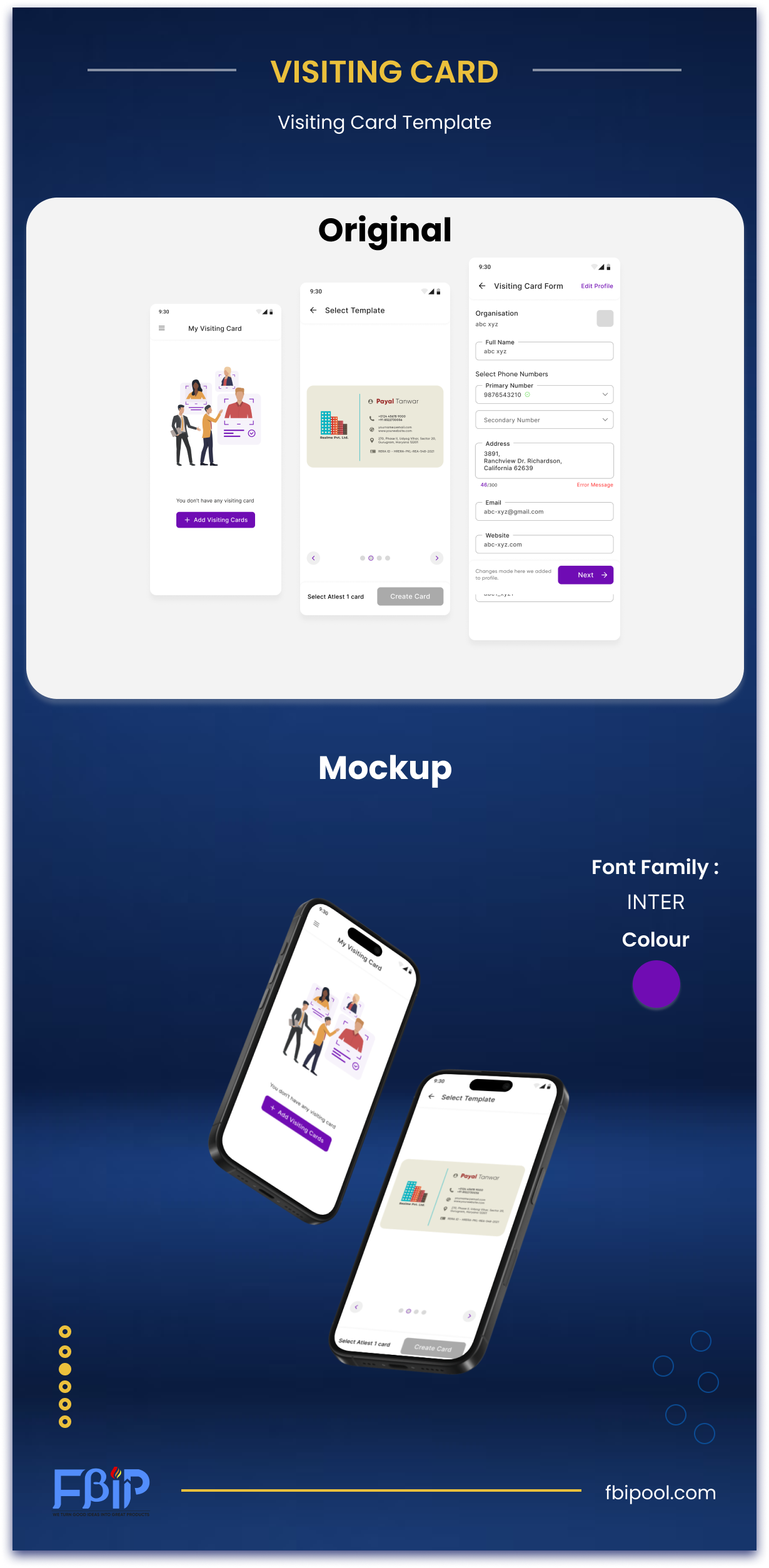 Visiting Card App app branding design development graphic design illustration ui web website website design