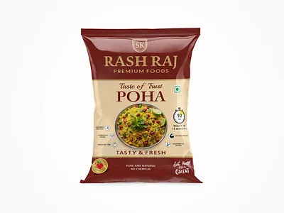 Rash Raj Poha Pouch design box deisgn brand design branding food packaging label design logo design marketing poha branding poha packaging poha pouch design pouch design product design rash raj poha pouch design
