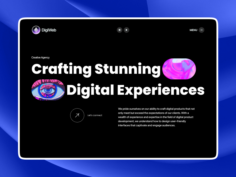 DigiWeb - Digital Agency 3D Landing Page Design 3d design 3d ui design branding design design uiux digital agency landing page figma figma design typography ui uiux design uiux designer uixnikunj ux website design
