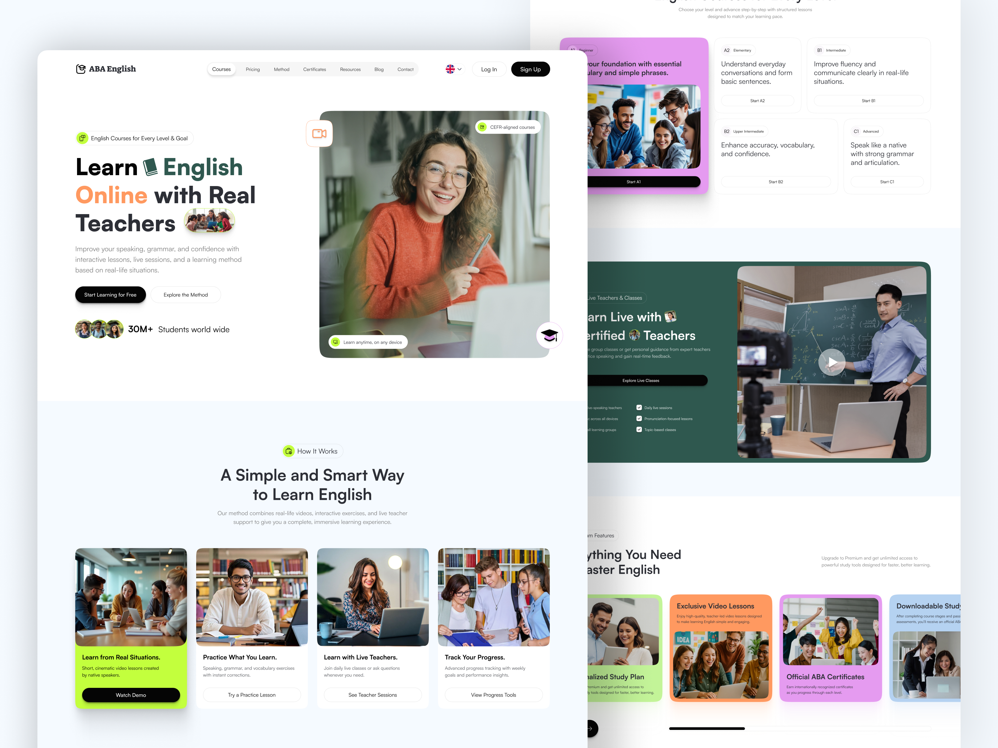 Modern Language Learning Website - UI/UX Design e learning edtech education education app education landing page education website educational platform language learning learning app learning landing page learning website modern ui online class online course online learning product saas shasanko creations web design