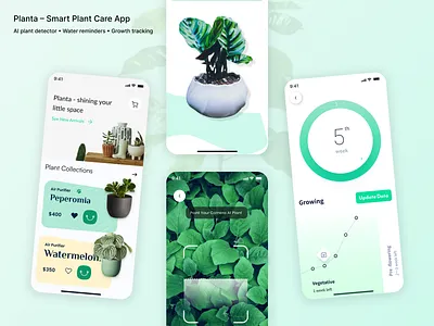 Planta Mobile App appconcept appdesign cleanui dailyui dribbble figmadesign gardeningapp greens inspirationdesign interactiondesign minimaldesign mobileui modernapp natureapp natureinspired plantapp plantcare productdesign uiuxdesign visualdesign