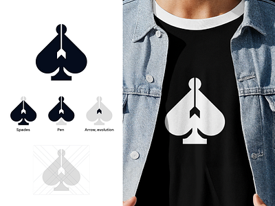 Poker school logo ace ace logo brand brand designer branddesigner branding branding designer brandingdesigner logo logo design logo designer logodesign logodesigner logotype pen pen logo poker logo spades spades logo