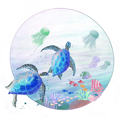 Two turtles design illustration