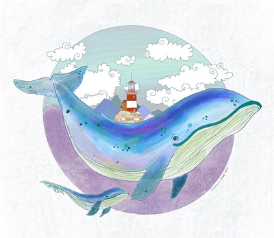 Mother whale design illustration