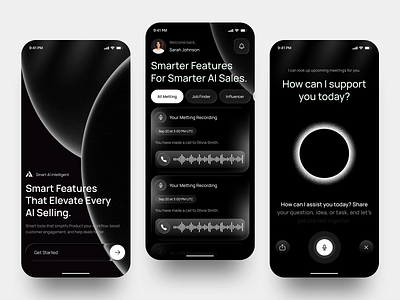 Smart AI Intelligent Sales Assistant Mobile App UI/UX app app design application design design graphic design interface ios app ios app design mobile mobile app mobile app design product product design sales assistant app sass service smartai startup ui ux
