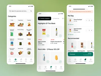 Grocery App - Product Browsing app design clean design grocery app grocery shopping app minimal design mobile product browsing searching