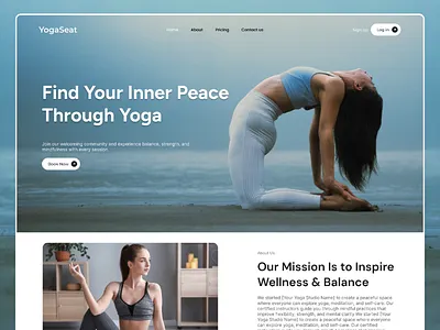YogaSeat — Modern Yoga & Wellness Website Landing Page design exercise fitness gym health landing page meditation mindfulness relax sport training ui web design website wellness workout yoga