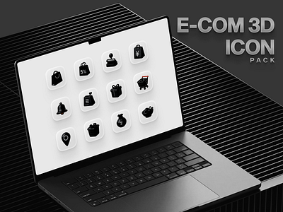 E-Commerce 3D Icon Pac 3d 3d icon black and white cart dark design ecommerce ecommerce icon icon icon pack illustration mock up payment product design shop