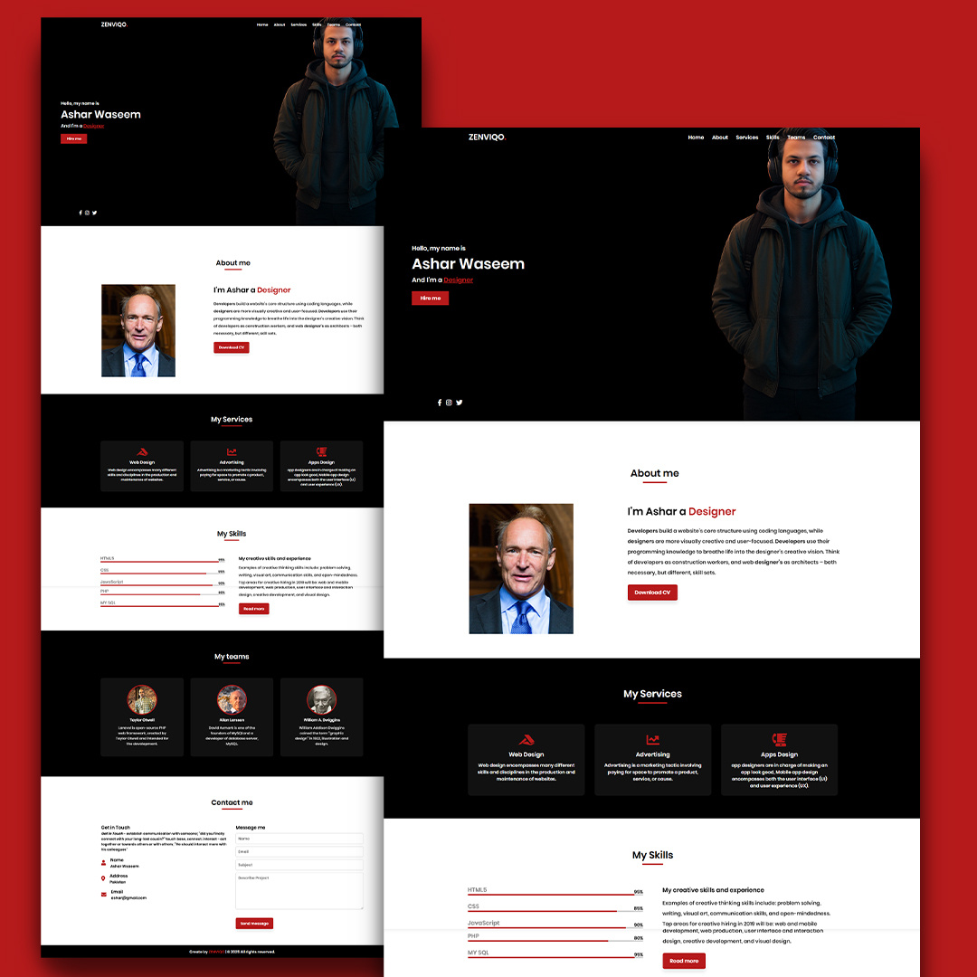 Personal Portfolio Landing Page Design adobe photoshop branding css3 figma html5 javascript landing page design modern portfolio portfolio website ui ux design uk usa user experience user interface web design website design