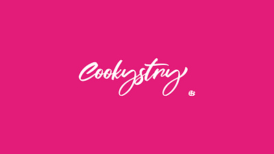 Cookystry Wordmark Logo - The Art of Sweet Creation artistic bakery baking brand identity brand logo branding chemistry cookie dessert food and beverages hot pink logo logo design logotype minimal modern typeface typography visual identity wordmark