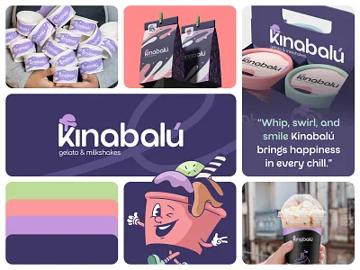 Kinabalu Gelato and Milkshake Bar - Branding bar brand identity branding design drinks foods gelato ice cream illustration logo mascot milkshake packaging