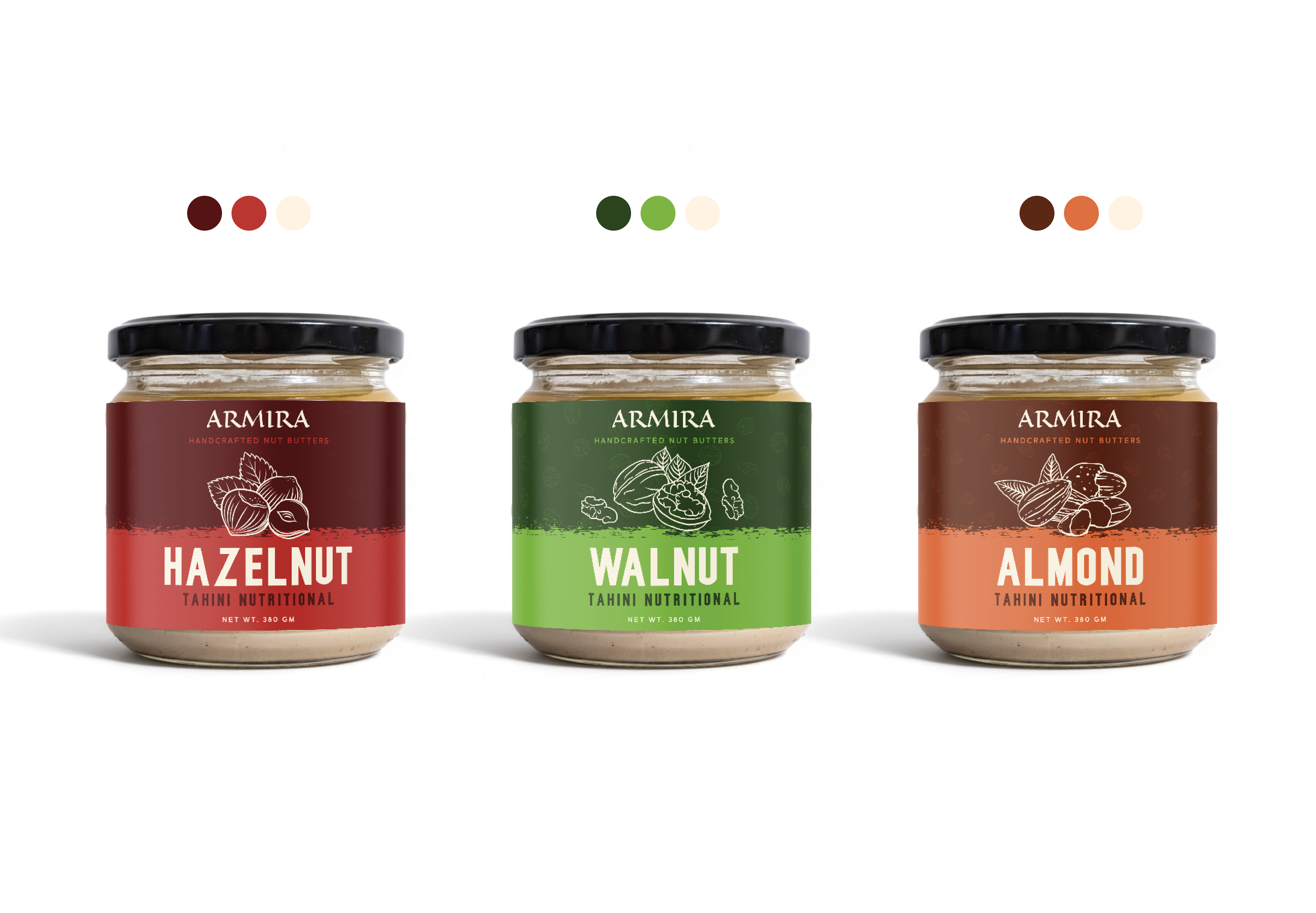 Armira Handcrafted Nut Butters Packaging Design New 2026 adobe illustrator brand identity branding canada design graphic design illustration india latest logo minimal new packaging uk us