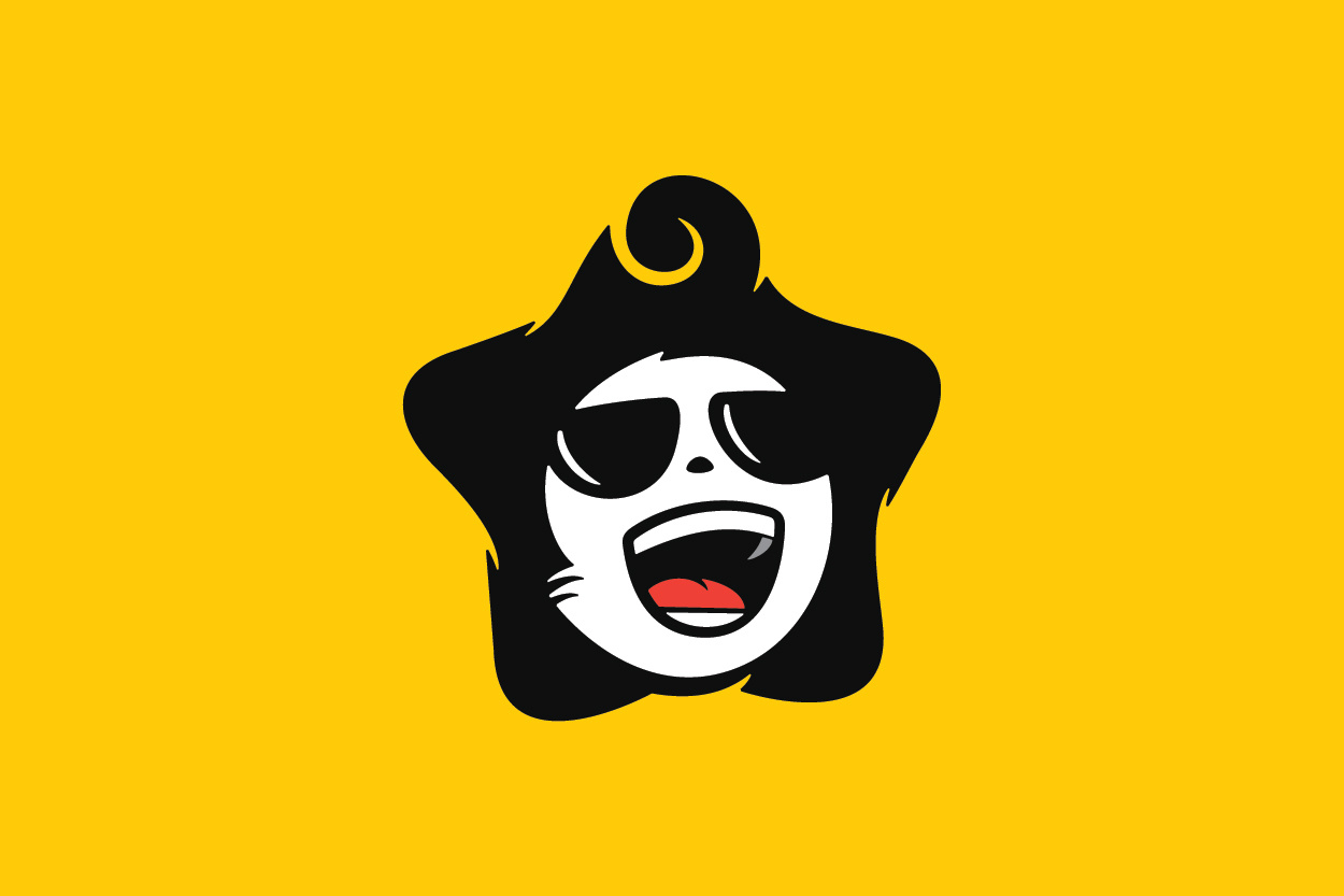 Rock Star Logo branding cartoon confident cool design fashion fun glasses graphic design hairstyle illustration laugh logo mascot memorable modern music star strong personality vector