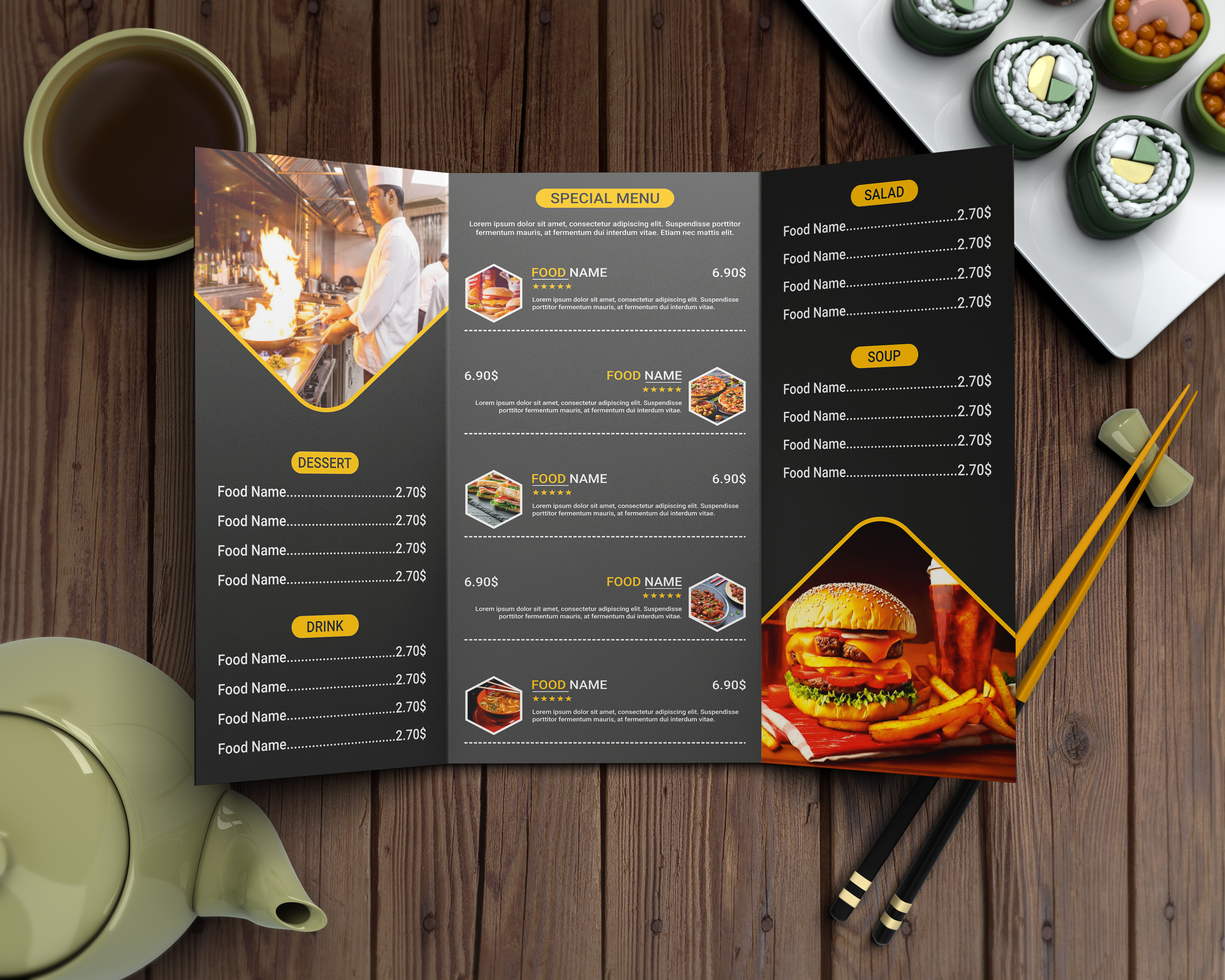 3 Fold Brochure Mockup & Brochure Design branding brochure design graphic design logo ui ux