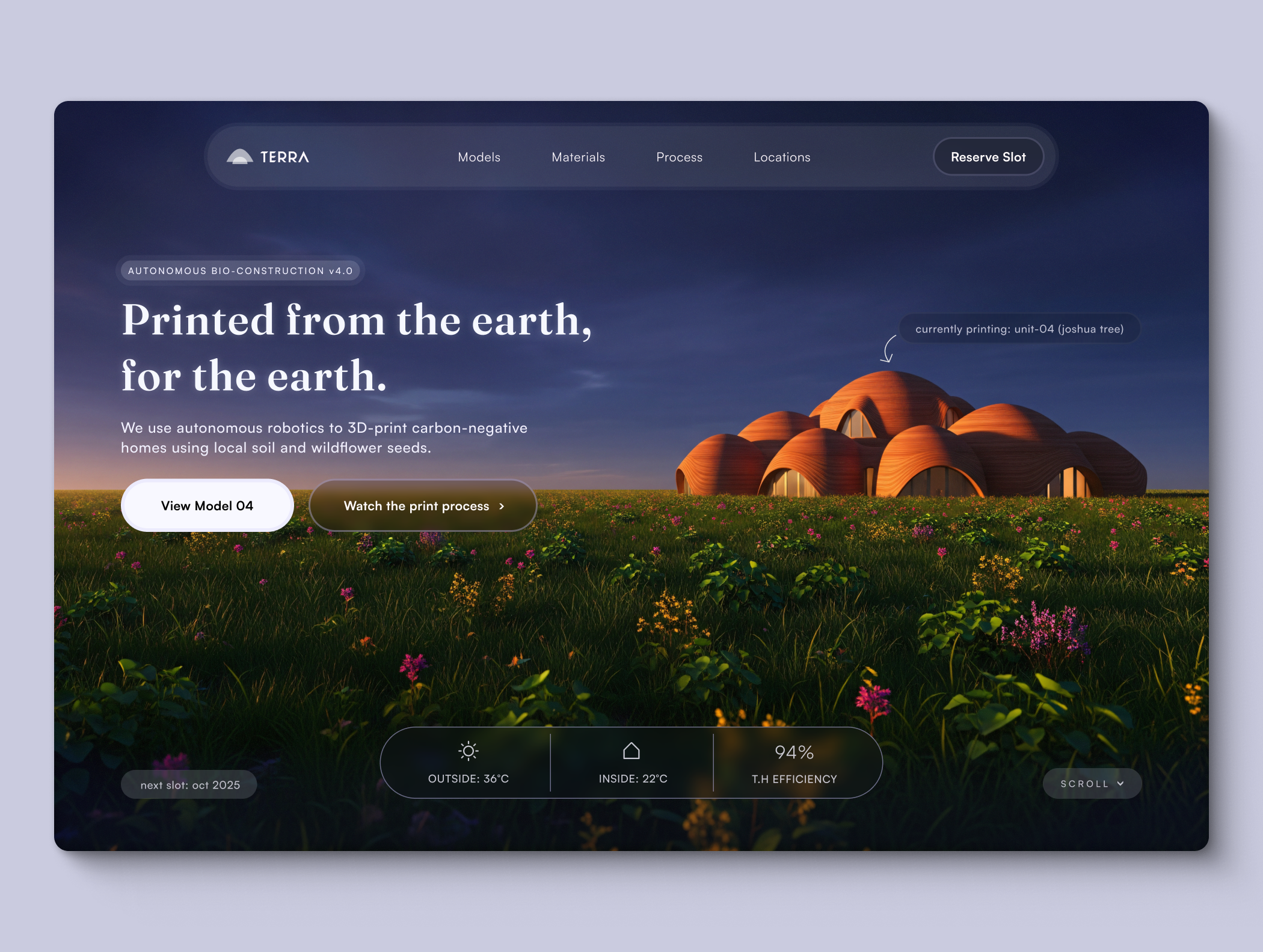 The "Living" Concrete (Product: TERRA) hero section figma framer herosection midjourney product design ui webdesign website