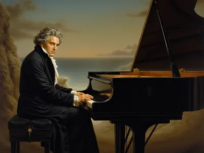 Two Great Composers beethoven cover art work graphic design historical romance liszt music inspired romance