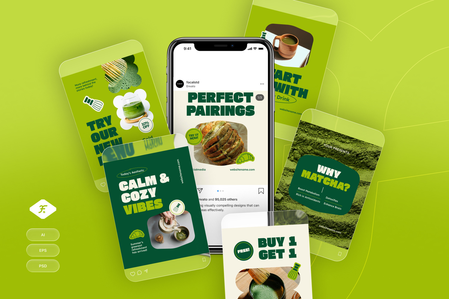 Matcha Drink - Instagram Post aesthetic antioxidant beverage cafe drink earthy foam fresh green healthy herbal latte matcha minimal modern natural organic tea vibrant wellness