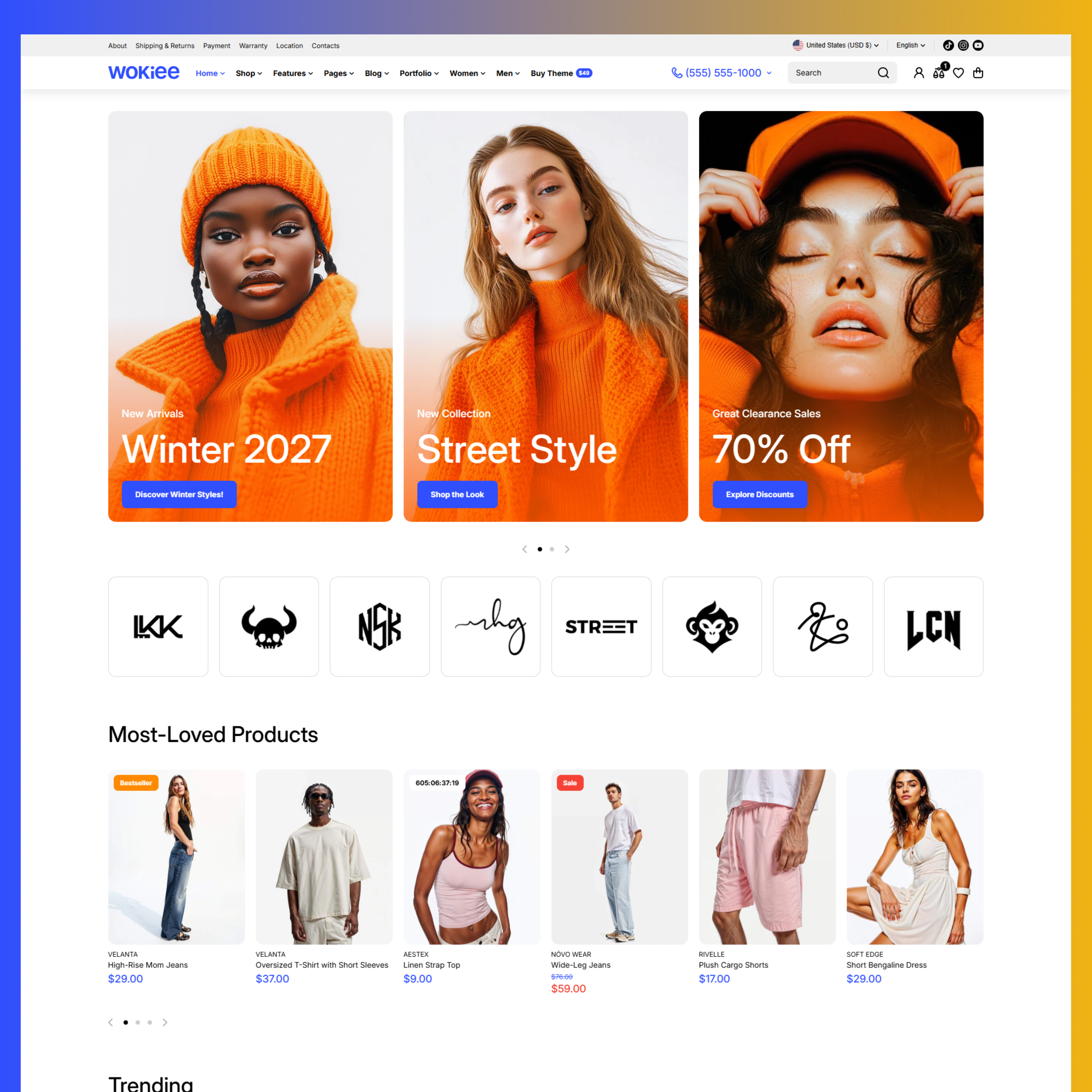Wokiee Fashion Shopify Store 3d animation branding design develppment fashion figma graphic design illustration instagram logo squarespace ui vector webflow website wix wordpress x