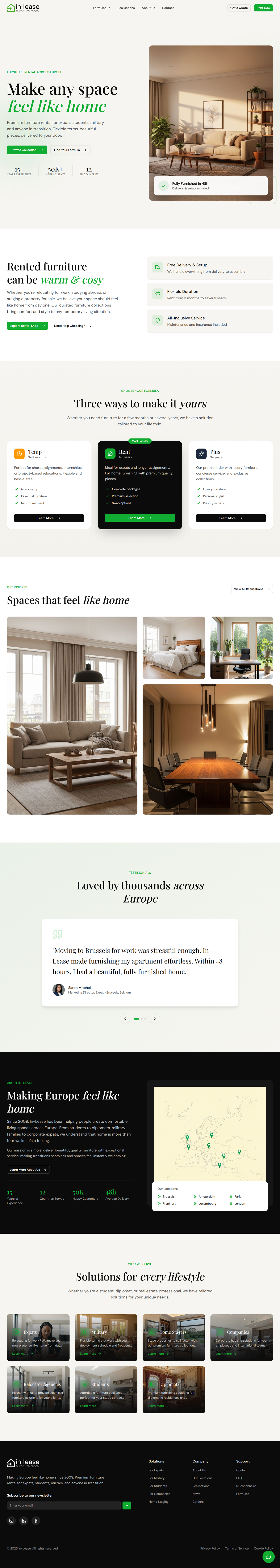 In-Lease Furniture Rental Homepage - Modern Web Design europe figma furniture green rental ui ux web design website website design