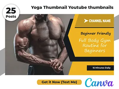 Clean Yoga Fitness Gym YouTube Thumbnail Design Bundle branding canva clean creator design digital editable exercise fitness gym layout modern simple template thumbnail training wellness workout yoga youtube