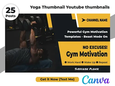 Clean Yoga Fitness Gym YouTube Thumbnail Design Bundle branding canva clean creator design digital editable exercise fitness gym layout modern simple template thumbnail training wellness workout yoga youtube