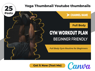 Modern Yoga Fitness Gym YouTube Thumbnail Template Pack canva channel clean creator design digital editable exercise fitness gym layout modern simple template thumbnail training wellness workout yoga youtube