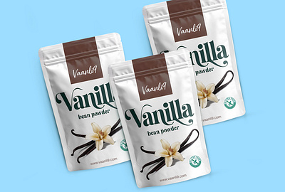 Vanilla Bean Powder Pouch Label & Packaging Design branding clean design food pouch fruits label design labels packaging packaging design pouch bag pouch design pouches stand up pouch vanilla packaging vanilla pouch
