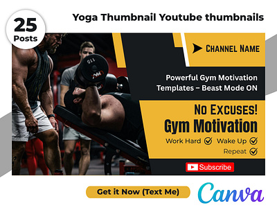 Wellness Workout YouTube Thumbnail Templates for Creators canva channel clean creator design digital editable exercise fitness gym layout modern simple template thumbnail training wellness workout yoga youtube